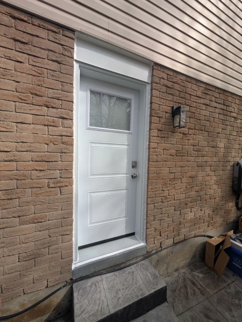 new white entry door was installed in Ajax
