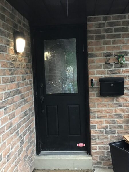 black exterior door frosted glass insert