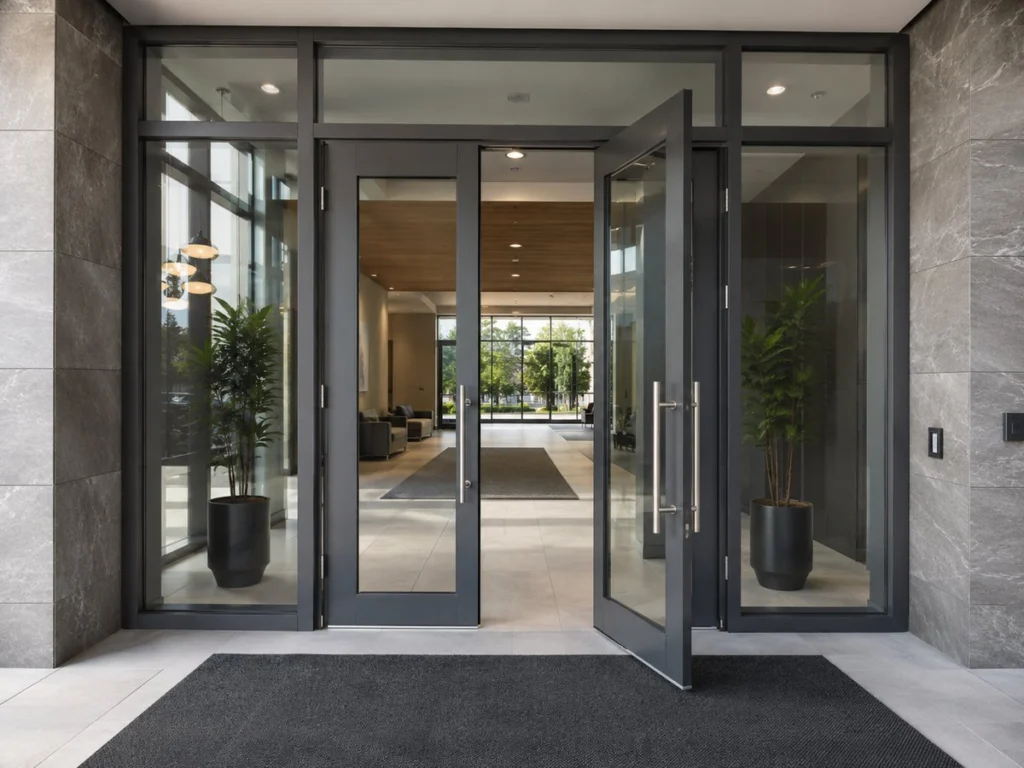 Commercial glass entry door repair in Scarborough